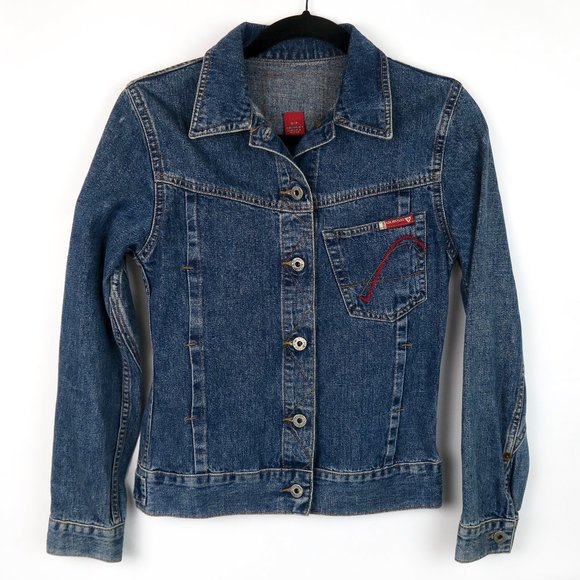 Vintage Guess Y2K Denim Jean Jacket Size Small Button Up 100% Cotton